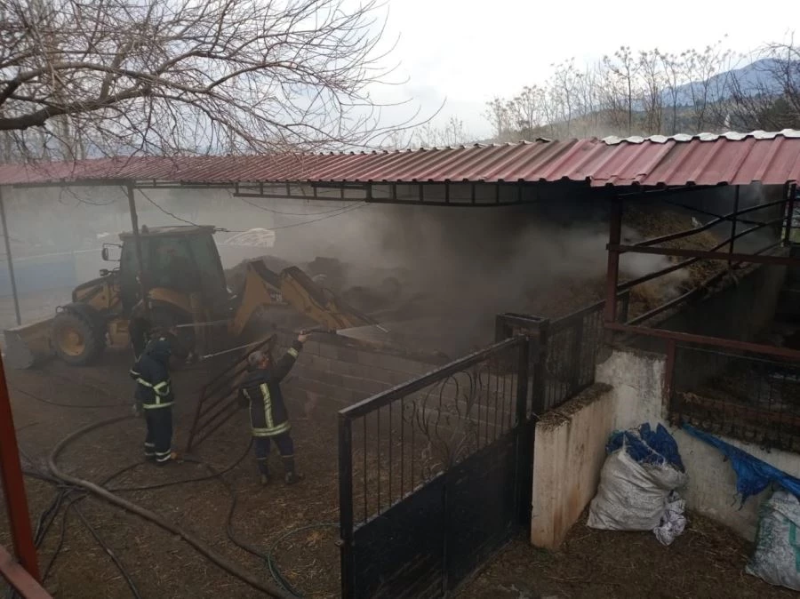 AHIR YANGININDA, BİN BALYA SAMAN ZARAR GÖRDÜ