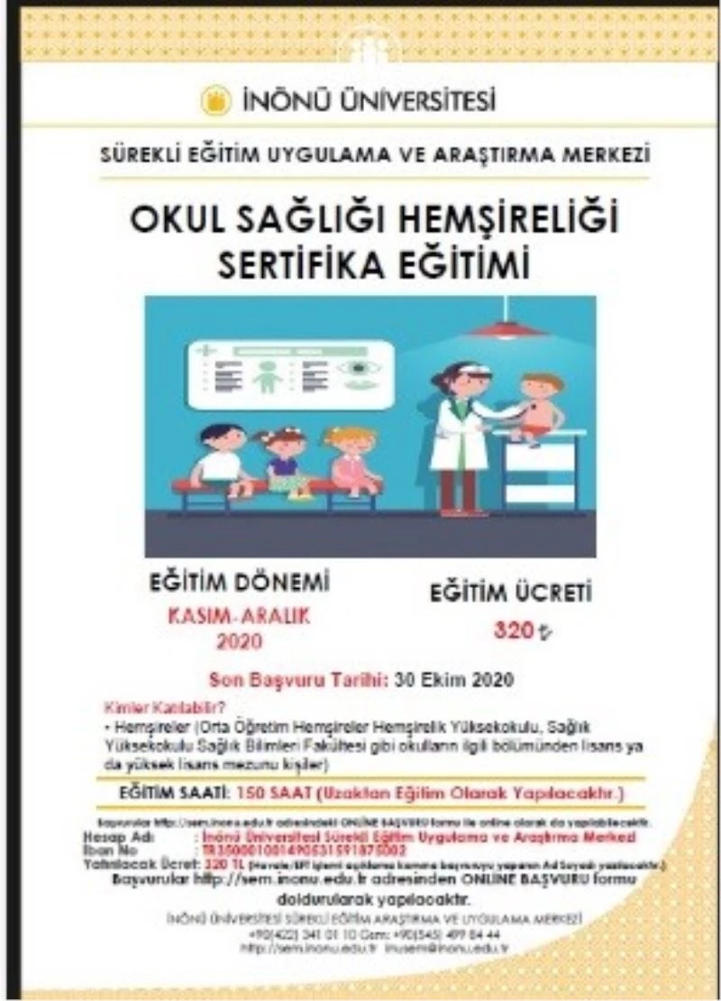 Malatya Üniversitesi’nde Okul Sağlığı Hemşireliği Sertifika Eğitimi düzenlenecek
