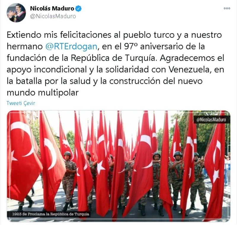 Maduro’dan Erdoğan’a teşekkür
