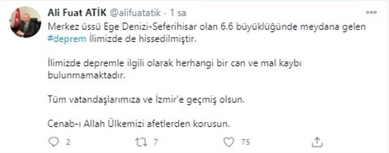 İzmir depreminden sonra Vali Atik’ten açıklama
