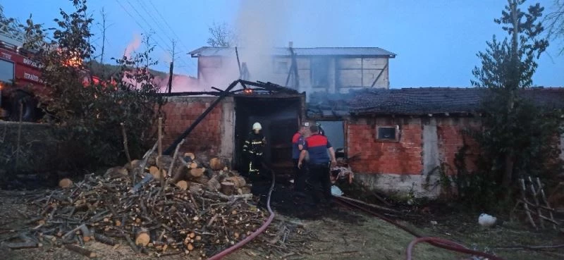 Ahırı saran alevler eve sıçradı; 1 kişi dumandan etkilendi
