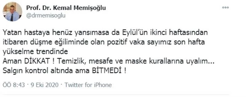 İstanbul İl Sağlık Müdürü uyardı: “Pozitif hasta sayımız yükselme trendinde”
