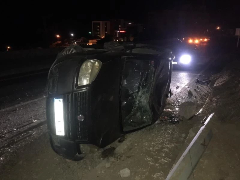 Kuşadası’nda domuza çarpan araç takla attı, 1 yaralı
