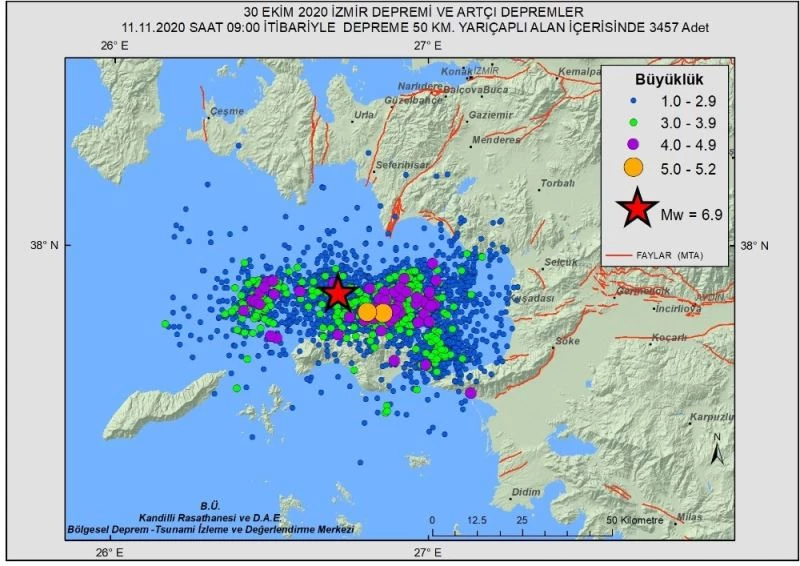 Ege’de 3 bin 457 artçı deprem meydana geldi
