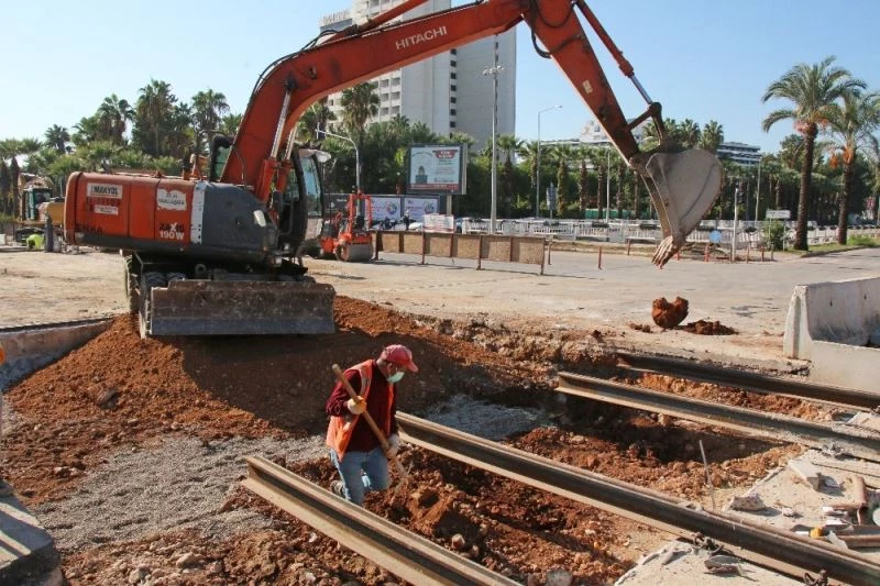 3. Etap Raylı Sistem çalışmaları Falez Kavşağı’nda
