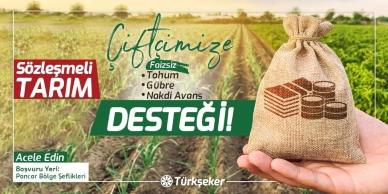 Sözleşme imzalayan çiftçiye tohum ve gübre desteği
