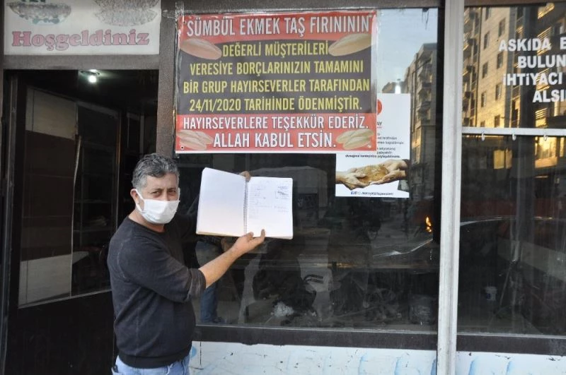 Yurt dışında yaşayan hayırseverlerden örnek davranış: Fırıncının veresiye defterindeki borcu kapattılar
