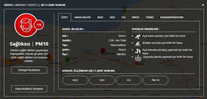 Türkiye’nin en kalitesiz havası Düzce’de ölçüldü
