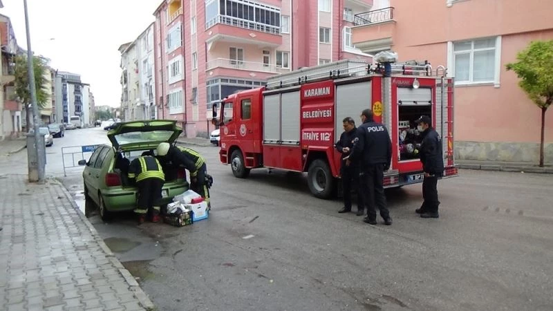 Gaz kaçağı olan otomobil korkuya neden oldu
