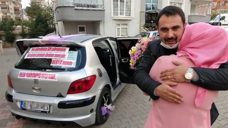 Gelin arabası gibi süsletti, eşine sürpriz yaptı
