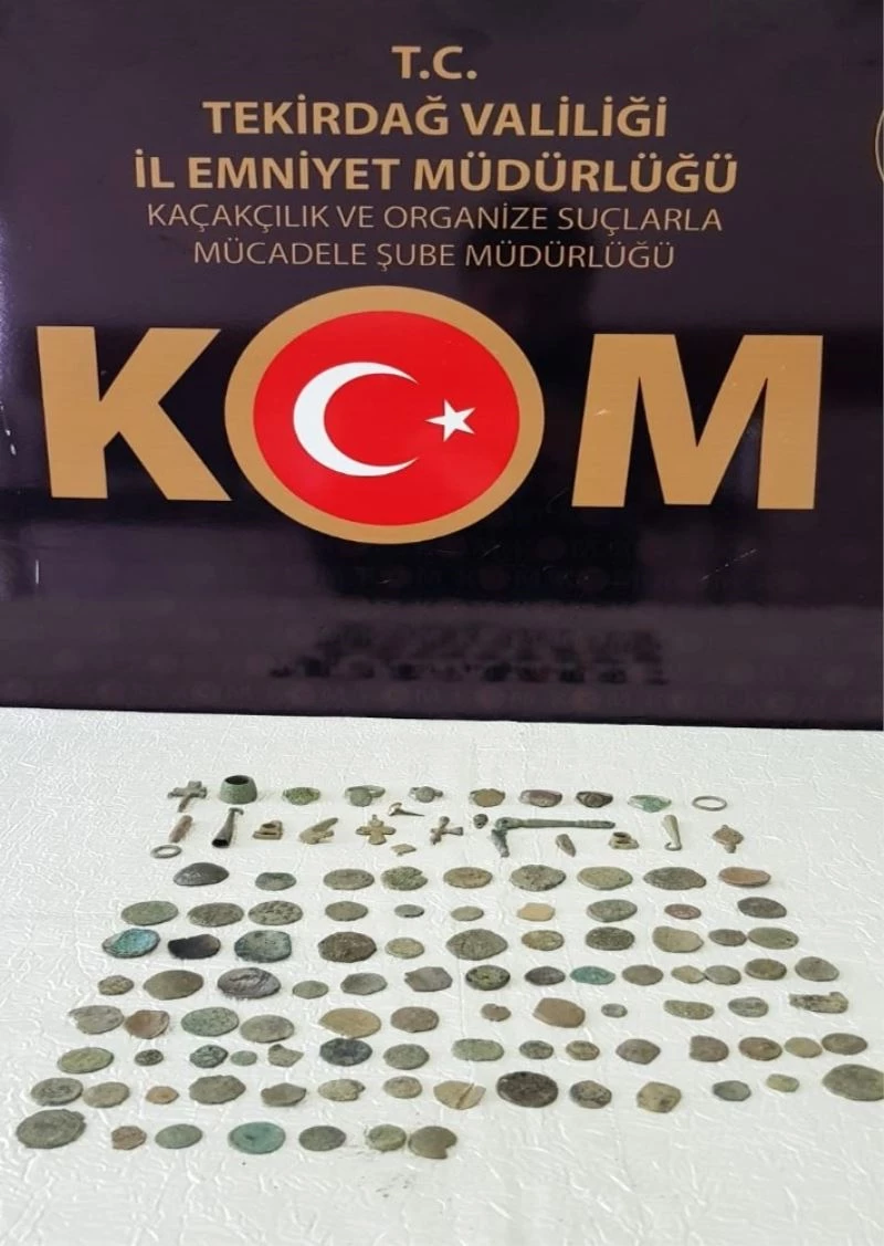 Tekirdağ’da Roma ve Bizans dönemlerine ait 117 adet parça ele geçirildi
