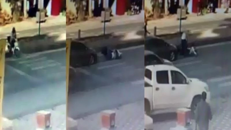 Yaya geçidini kullanan motosiklet sürücüsünü ölüm iki kez teğet geçti
