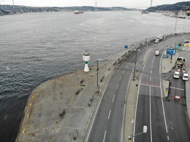 Sessizliğin hakim olduğu Bebek Sahili havadan görüntülendi
