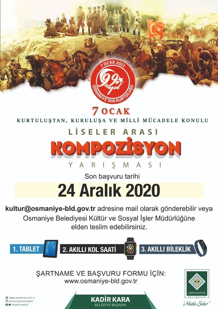 7 OCAK ETKİNLİKLERİ KAPSAMINDA DÜZENLENEN KOMPOZİSYON YAZMA YARIŞMASI BAŞVURULARI BAŞLADI