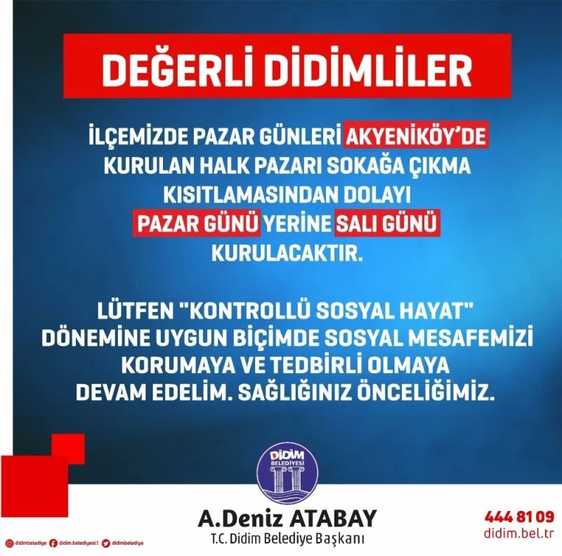 Akyeniköy Pazarı, Salı günü kurulacak
