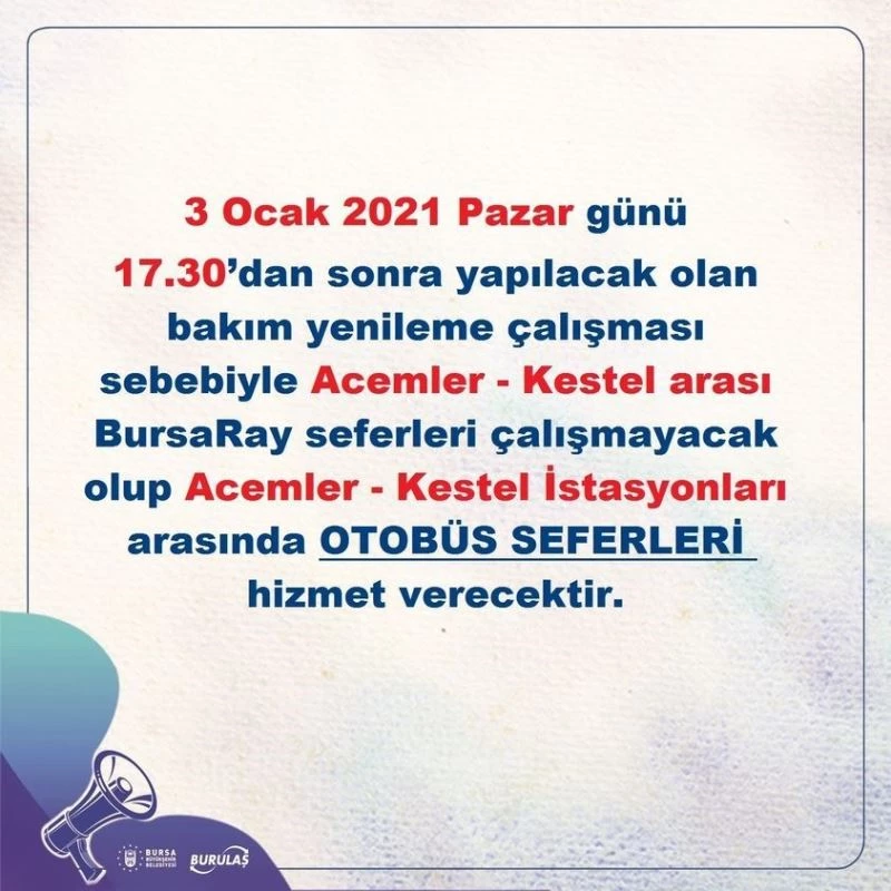 Pazar günü Bursaray kullanacaklar dikkat
