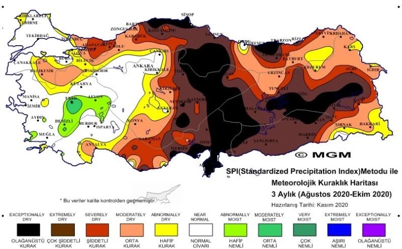 Meteorolojinin korkutan kuraklık haritası: Orta Karadeniz olağanüstü ve çok şiddetli kuraklık riskinde
