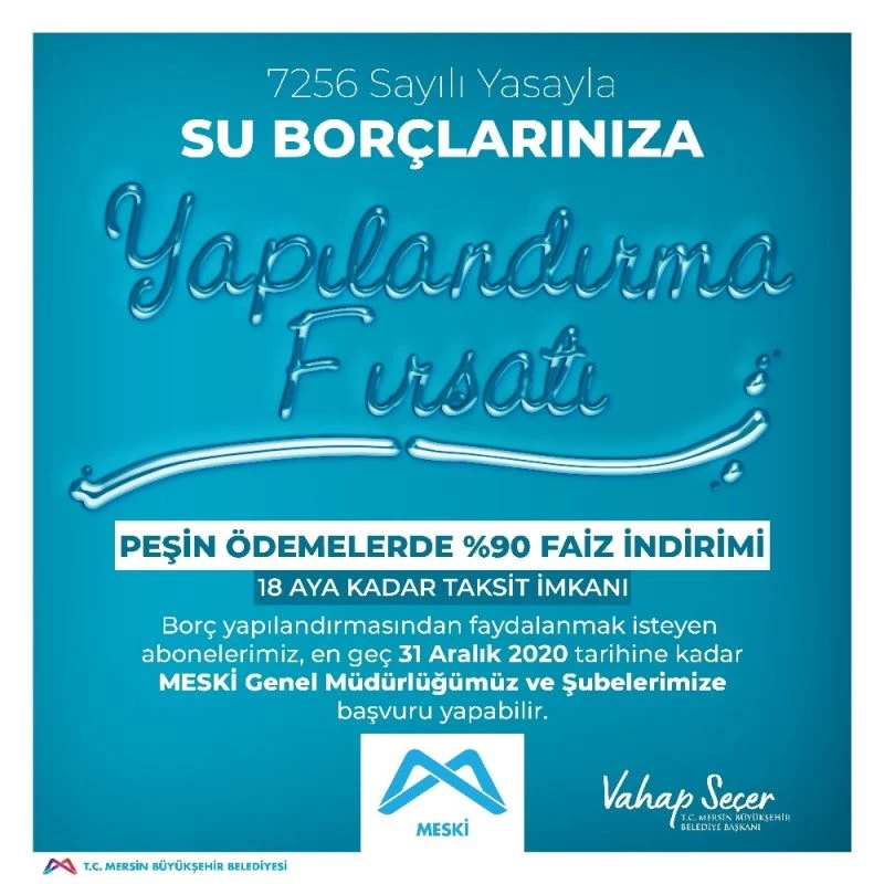 MESKİ su faturası borçlarını yapılandırıyor
