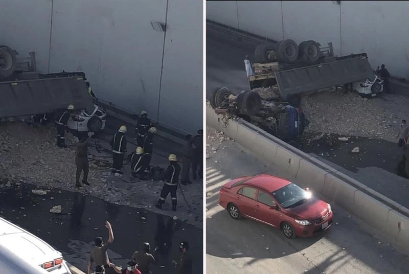 Suudi Arabistan’da kamyon köprüden uçarak aracın üzerine düştü: 1 ölü
