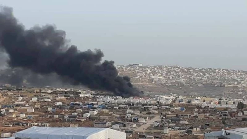 İdlib’te sığınmacıların kaldığı kampta yangın çıktı
