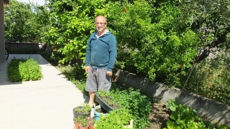 Burhaniyeli vatandaş bahçesinde ürettiği sebze fidelerini komşularına dağıtyor
