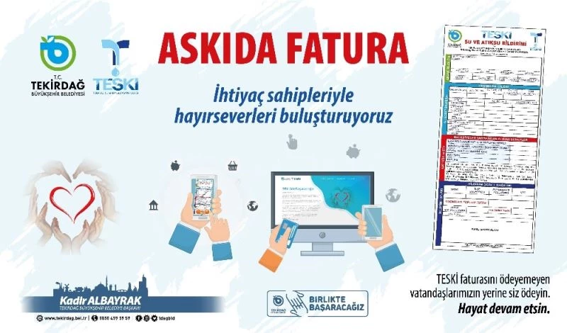 Tekirdağ’da 1 ayda 42 bin TL’lik bin 23 adet askıdan fatura ödendi
