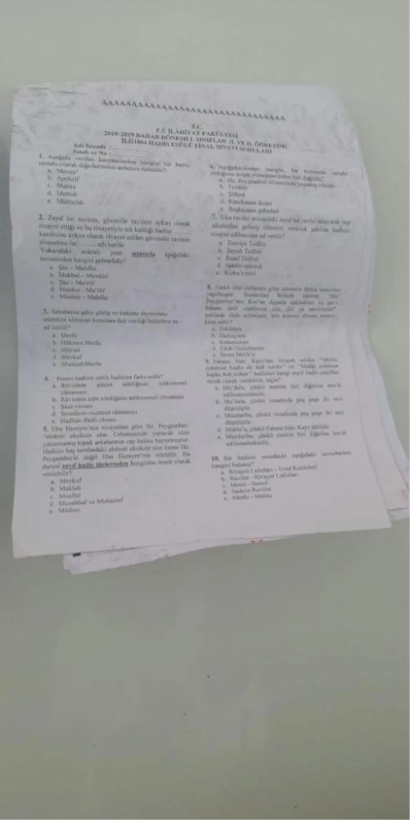 Sınav kağıtları heyecanlandırdı
