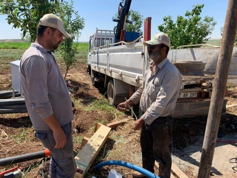 Dut ağacının dalıyla tarlayı suya kavuşturuyor
