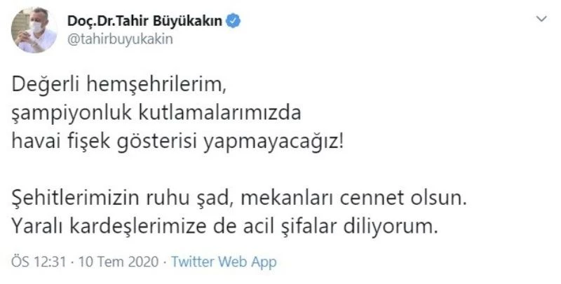 Kocaelispor’un şampiyonluk kutlamalarında havai fişek gösterisi yapılmayacak
