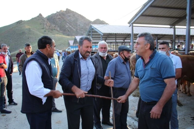 Hayvan pazarında el sıkışma yerine ‘değnek’le anlaştılar
