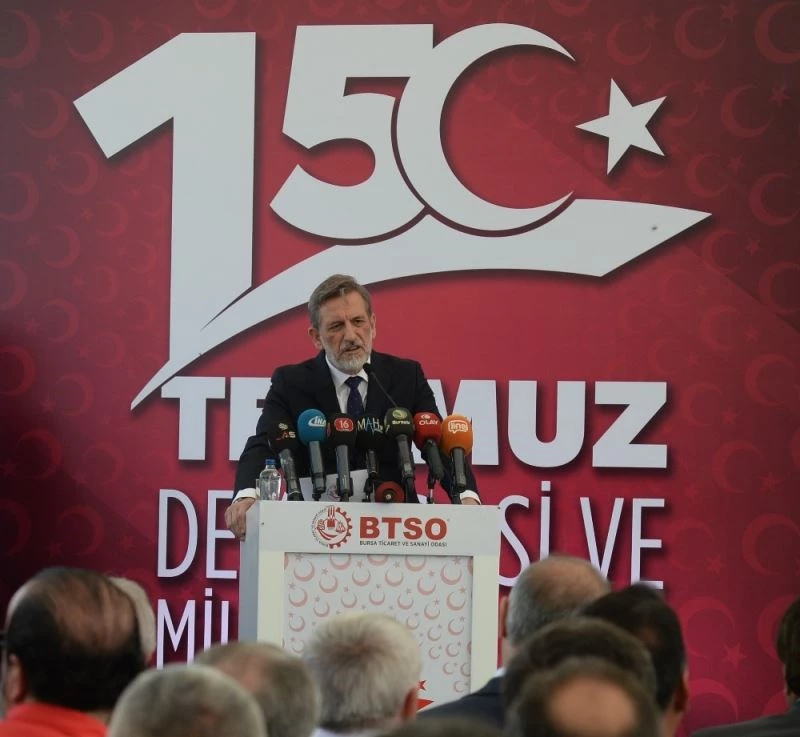 BTSO Yönetim Kurulu Başkanı İbrahim Burkay: “15 Temmuz milletimizin hür iradesine zincir vurulamayacağını dünyaya ilan ettiği gündür”
