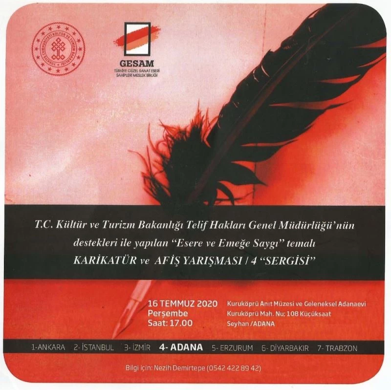 GESAM Adana’da Karikatür ve Afiş Yarışması Sergisi açıyor
