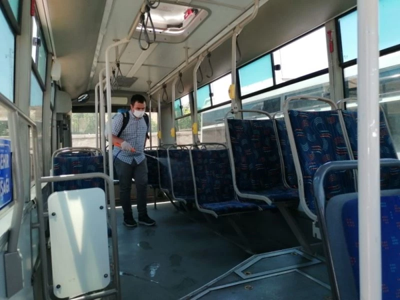Şehiriçi minibüsler dezenfekte edildi

