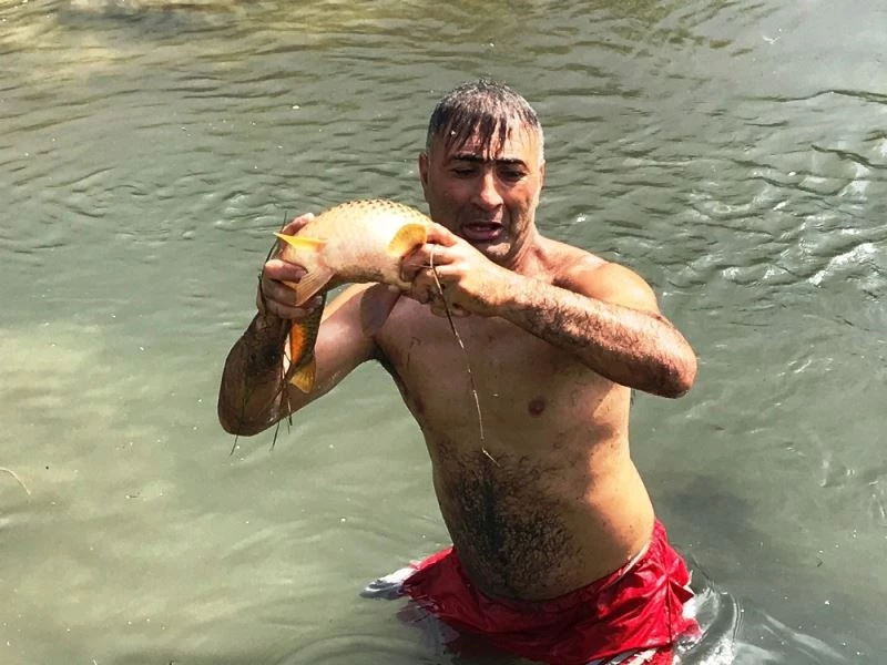 Çıplak elle balık tutan adamın yeteneği şaşırttı
