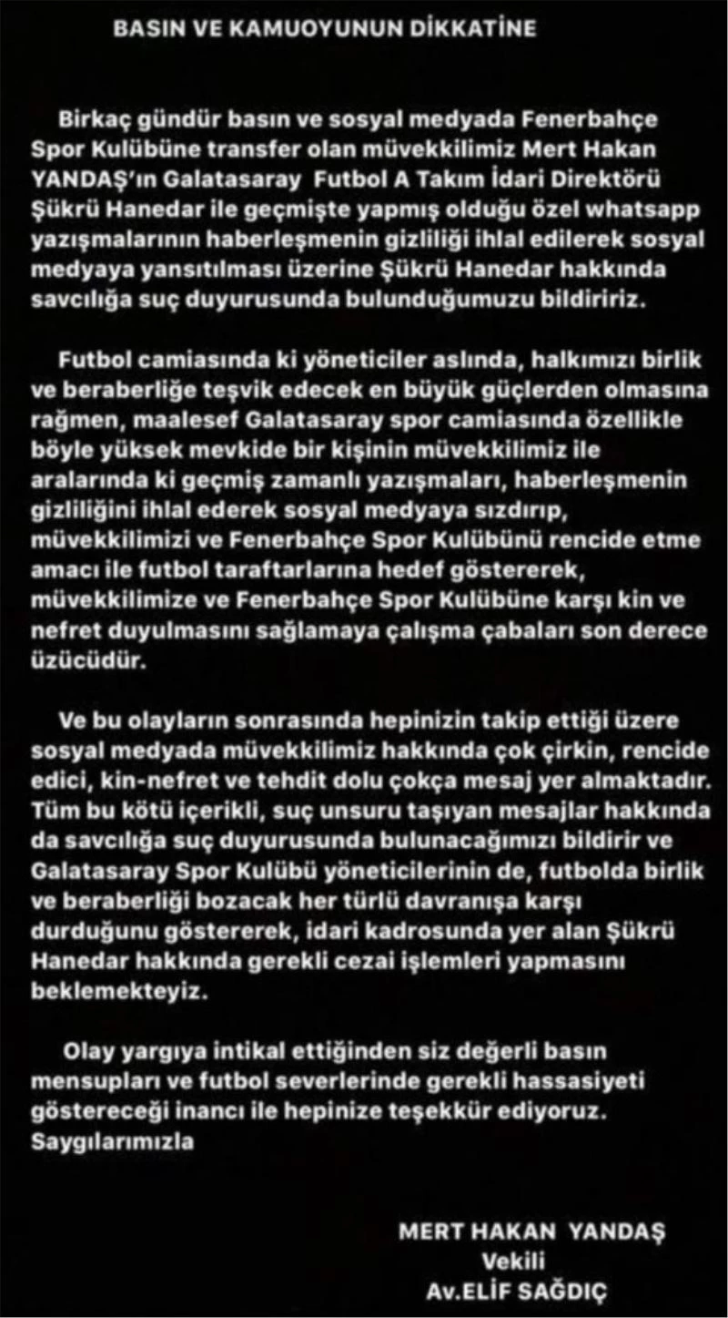 Mert Hakan’ın avukatından Şükrü Hanedar’a suç duyurusu!
