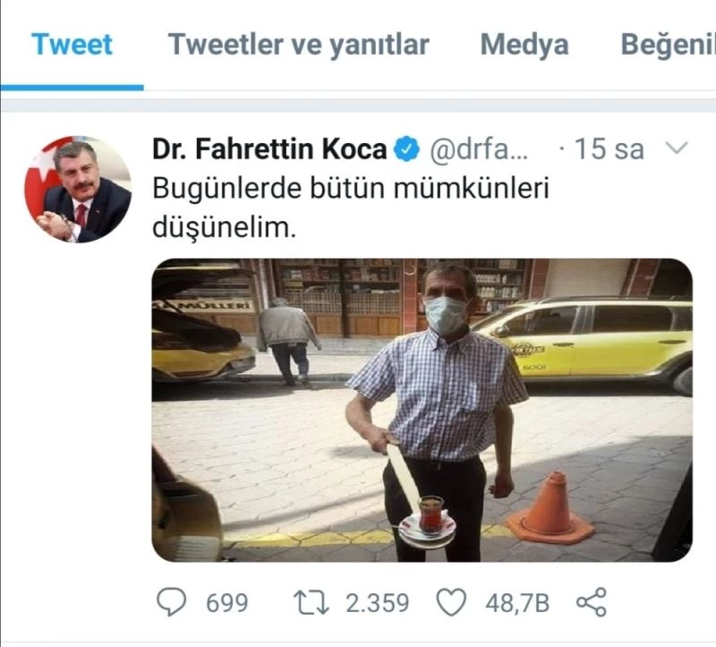 Sağlık Bakanı Koca fotoğrafını paylaşmıştı, o çaycı şimdi meşhur oldu
