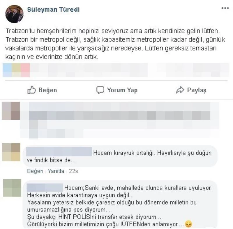 Başhekim Trabzonluları böyle uyardı: “Artık kendinize gelin”
