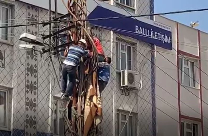 Elektrik direğinde ölüm kalım savaşı

