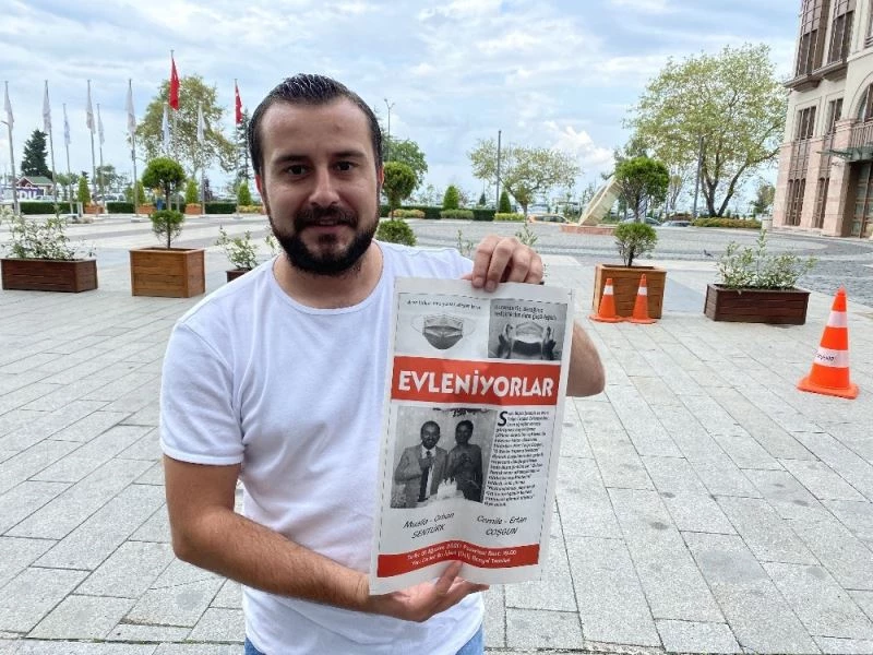 Gazete gibi düğün davetiyesi
