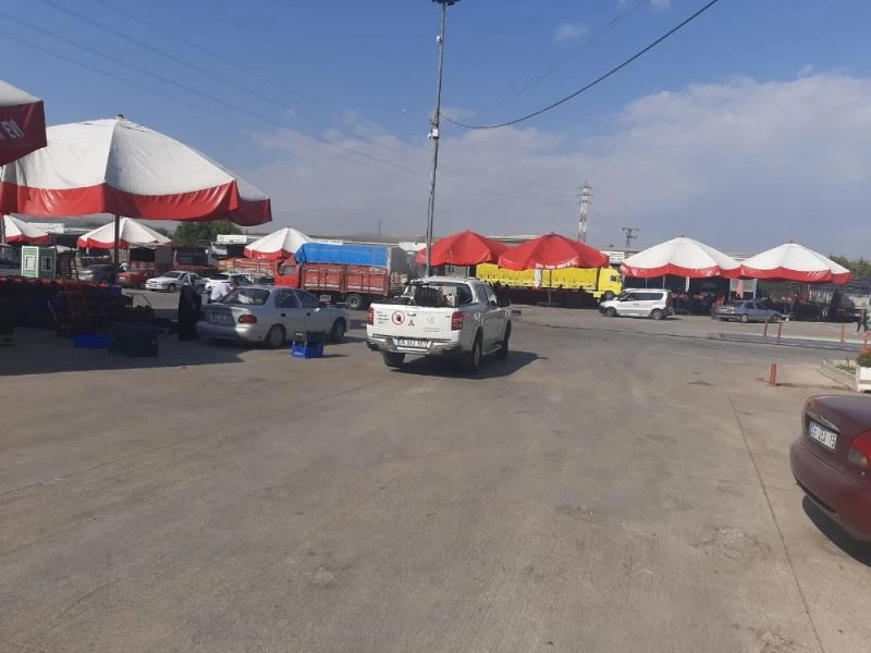 Tonlarca sebze ve meyvenin giriş yaptığı halde ilaçlama
