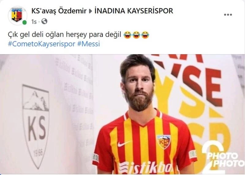 Kayserispor taraftarından Messi’ye çağrı: ‘Çık gel deli oğlan’
