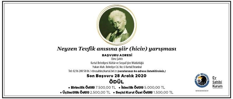 Kartal Belediyesi, Neyzen Tevfik Şiir (Hiciv) Yarışması’nın ilkini düzenliyor
