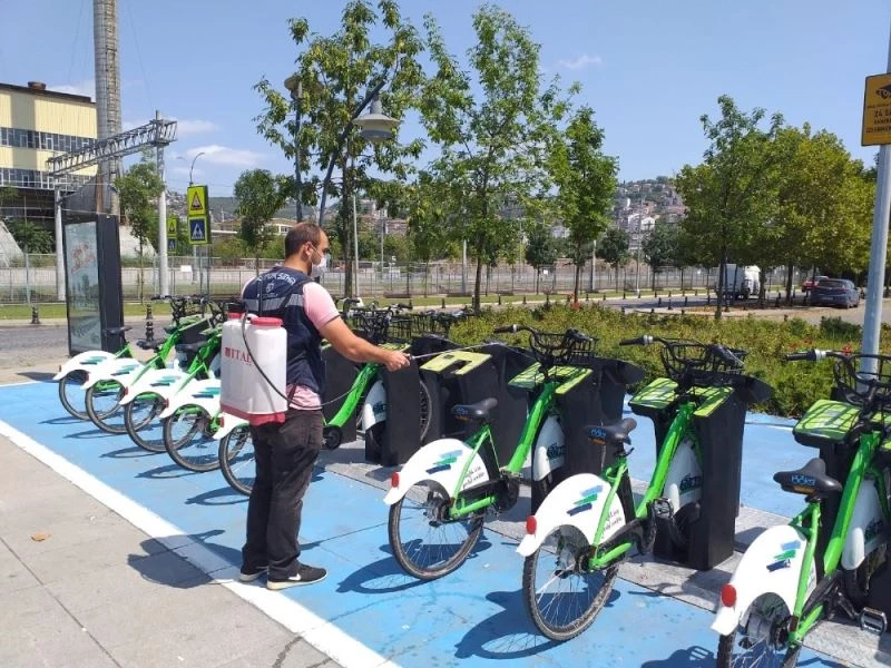 KOBİS bisikletleri dezenfekte ediliyor
