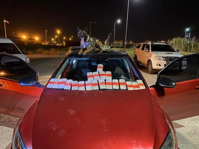 Aracın tavan döşemesine zulalanan eroin Bozo’ya takıldı
