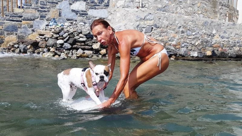 Bu köpeğin en büyük zevki sörf yapmak
