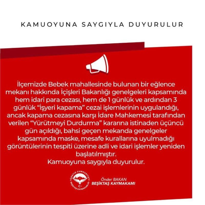 İstanbul’daki ünlü işletmedeki skandal görüntülere Beşiktaş Kaymakamlığından açıklama
