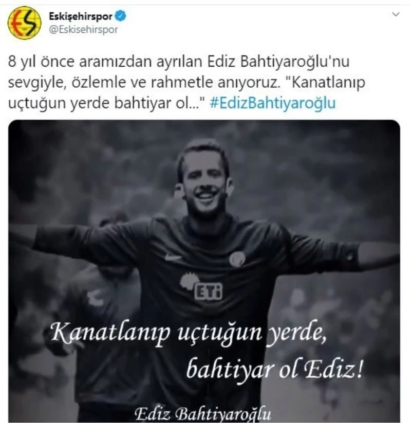 Eskişehirspor’dan Ediz Bahtiyaroğlu paylaşımı
