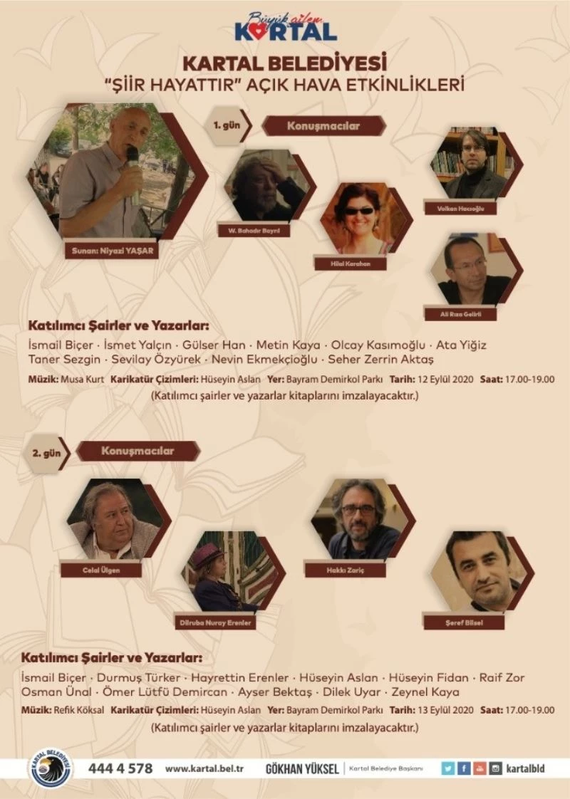 Kartal Belediyesi “Şiir Hayattır” etkinliği ile şair ve yazarları ağırlıyor
