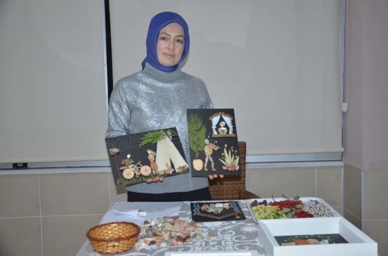 Ordulu anne çakıl taşlarını sanat eserine dönüştürdü
