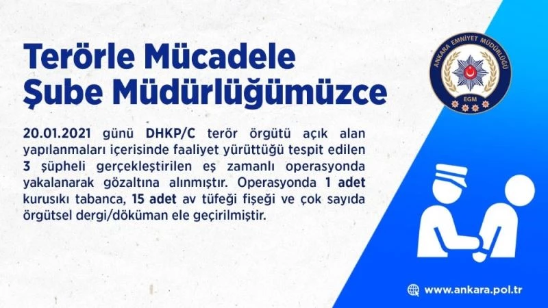 Başkent’te DHKP-C operasyonu: 3 gözaltı

